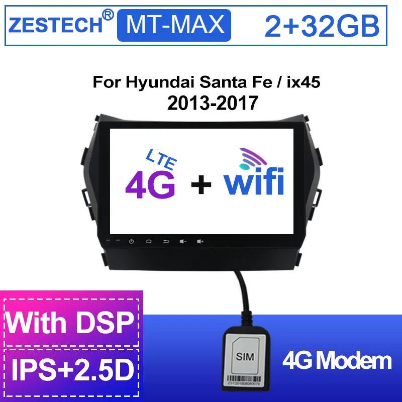 Автомобильное радио ZESTECH 4G LTE Android 1 din для Hyundai Santa Fe / ix 45 2013-2017 Авторадио DVD