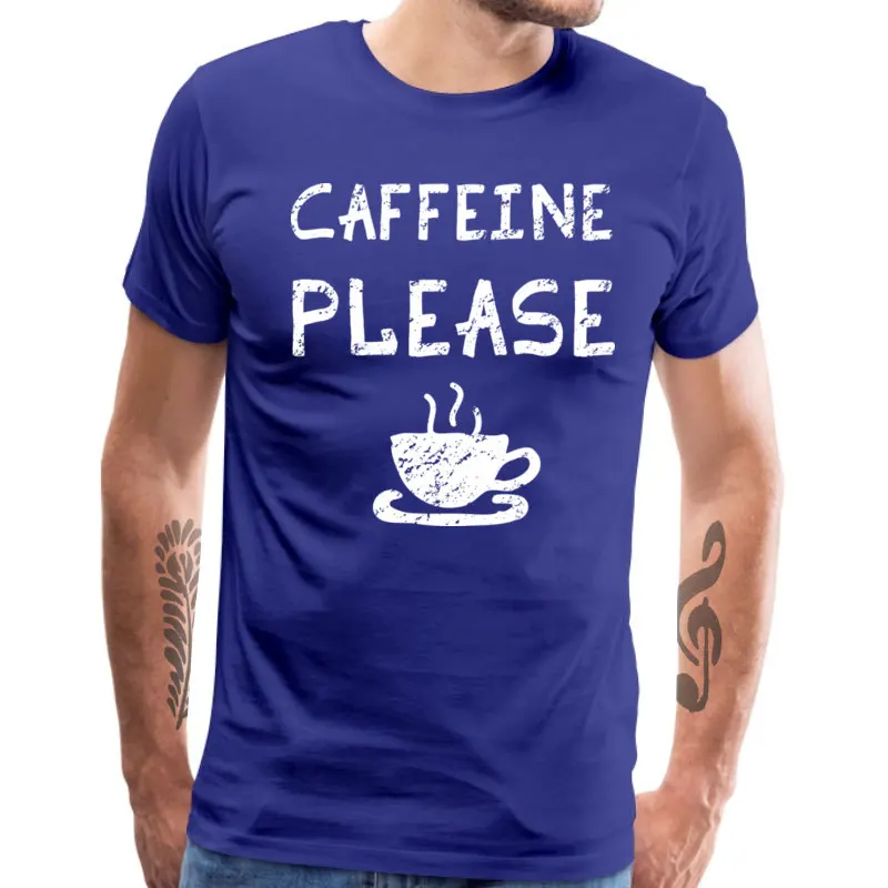 Caffeine_Please_8942 Cotton Fabric Tops Shirt for Men Funny T Shirts Fashionable Designer Round Collar Tshirts Short Sleeve Caffeine_Please_8942 blue