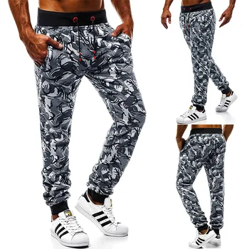 

New cross-border men's fashion camouflage tie-line casual trousers and leggings Autumn and Winter 2019