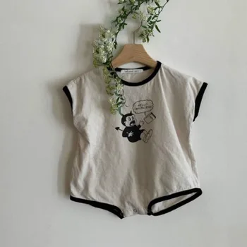 

Baby Summer Romper Creeper Cute Cartoon Print Short Sleeve Hardcover Triangle Creeper Baby Romper