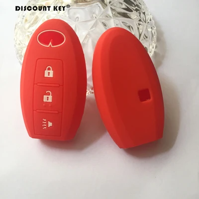 Силиконовый чехол для ключей от машины, чехол для Infiniti G25 FX35 EX25 QX56 FX37 FX50, чехол для дистанционного ключа с 3 кнопками, чехол для автомобильного брелка - Название цвета: Красный