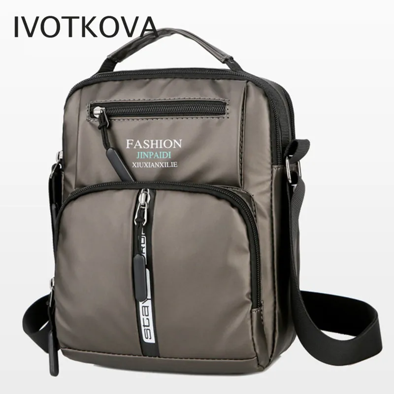 

IVOTKOVA High quality men oxford bag multi function pockets male shoulder bag handbags new 2019 2 zipper messenger bags