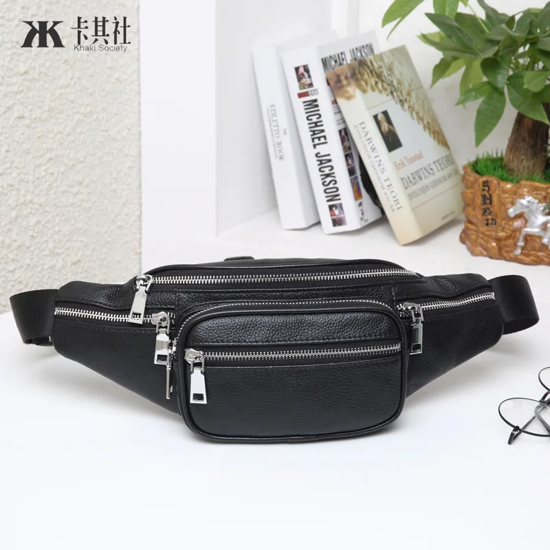 

New Style Men Wallet Genuine Leather Casual Multi-functional Mobile Phone Waist Bag Cowhide Business Bag Customizable Logo