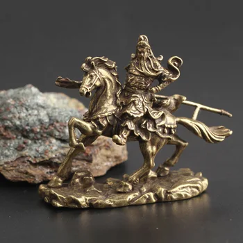 

Chinese Copper God Of Wealth Guan Gong Statue Home Table Desk Ornament Decor