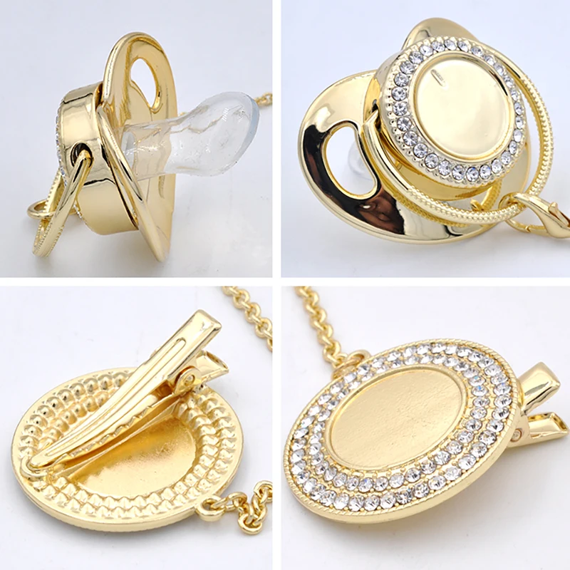 Gold Pacifiers Luxury Babi Pacifier Silicone Adult Pacifier Bling Infant Nipple BPA Free Baby 26 Letter Initials Chupetero 2