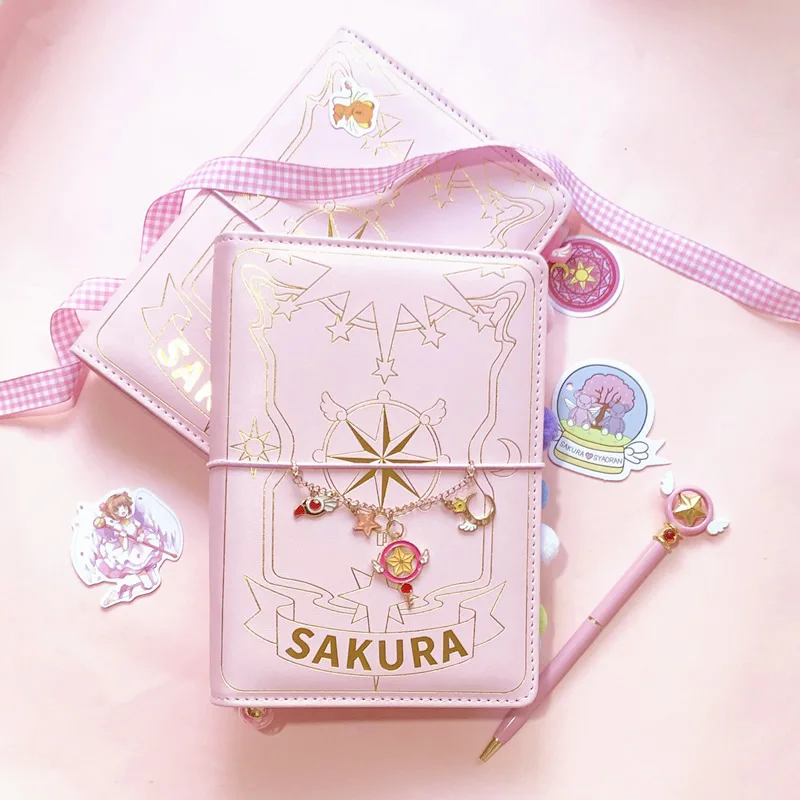Волшебный розовый Сакура свободный листовой Журнал Блокнот A6 Kawaii 6 отверстий