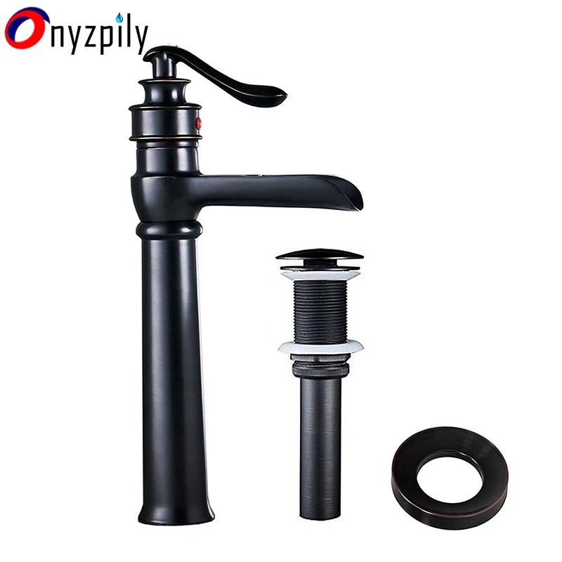 orb Onyzpyly масло втирают Бронзовый Смеситель для ванной комнаты латунный Смеситель для раковины кран для монтажа на бортике кольцо слив - Цвет: orb