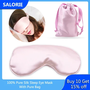 

Mulberry Silk Sleep Eye Mask Blindfold with Elastic Strap Headband, Soft Eye Cover Eyeshade for Night Sleeping, Travel, Nap