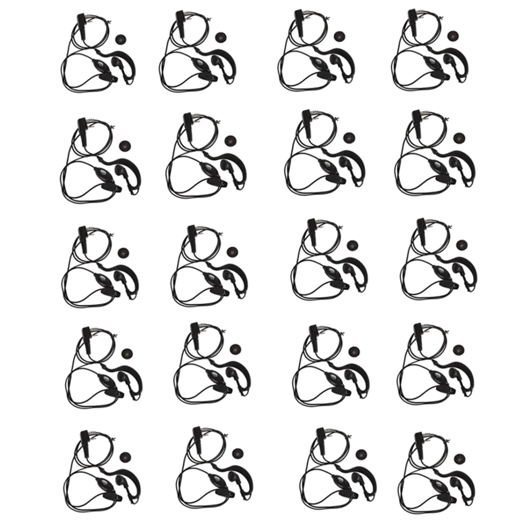 20 Pieces G Type Soft Ear Hook Earpiece Headset with Push to Talk and Microphone for Linton Walkie Talkie