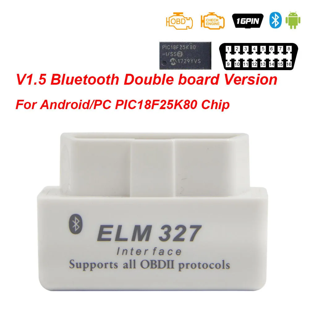 ELM327 V1.5 PIC18F25K80 OBD2 Bluetooth сканер ELM 327 V1.5 1,5 для Android ODB2 считыватель кодов OBD 2 OBD2 автомобильный диагностический инструмент