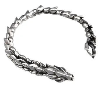 

925 Sterling Silver Jewelry For Men Women Vintage Lucky Dragon Chain Bracelet Bangle Best Friend Bracelet