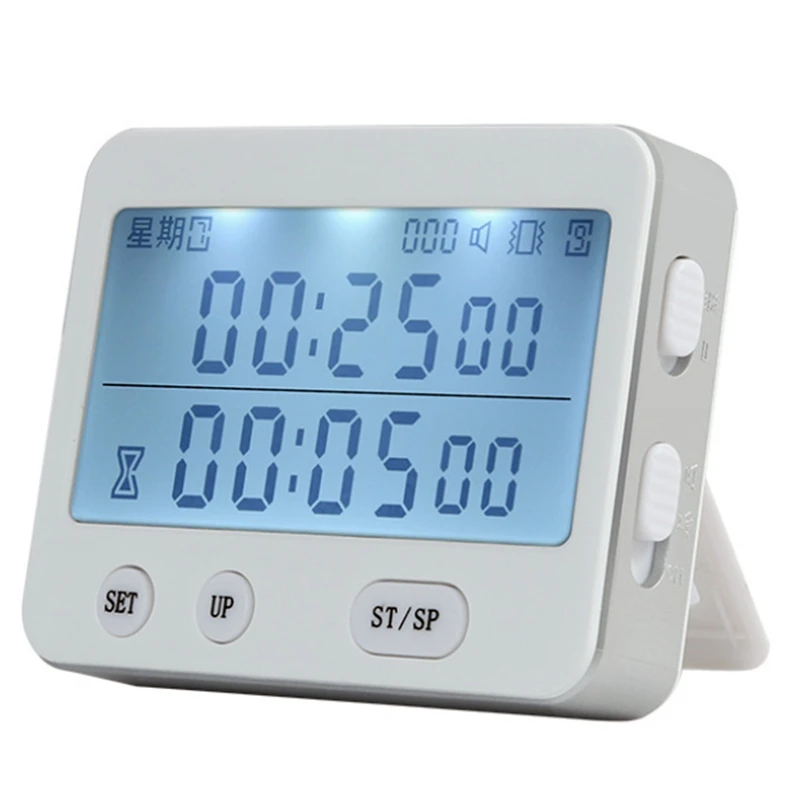 YS-255 Dual Screen Display Timer Alarm Clock Tomato Silent Vibration 99 Hour Digital Minute Stopwatch | Дом и сад