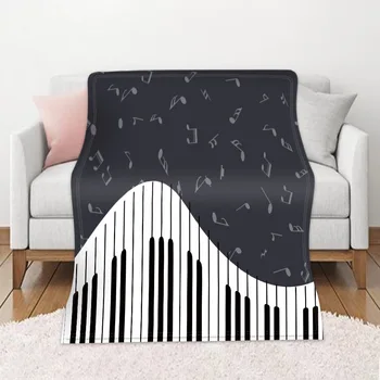 

Cilected Black/White Piano Keys Double-Sided Flannel Printing Blanket Office Nap Warm Blanket Bedroom Air Conditioning Blanket