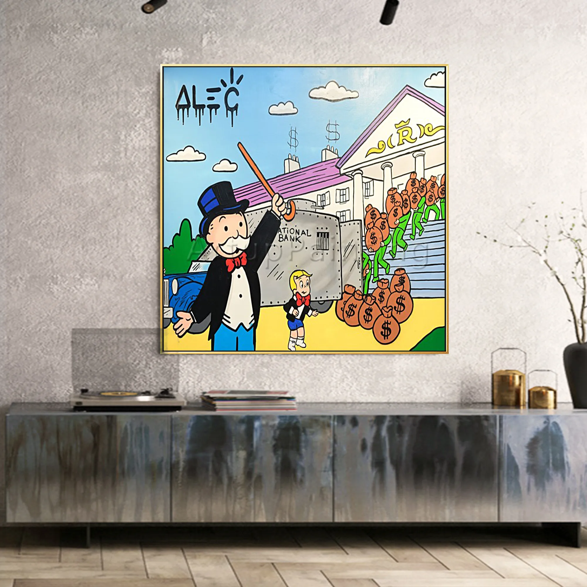 Ручная роспись PopArt картина маслом мультфильм старик молодый мальчик картины на