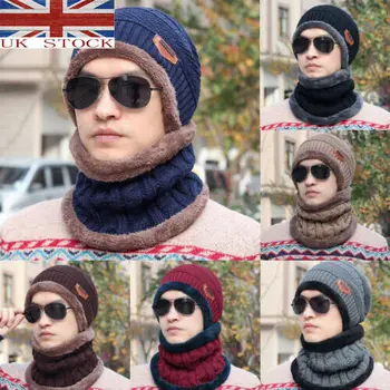 

Mens Womens Beanie Hat + Gloves + Scarf Neck Warmer Winter Thermal Ski Caps Set