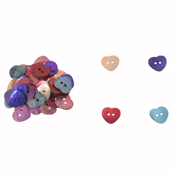 

50 x 15 mm Pearl Mussels Heart Buttons TOP