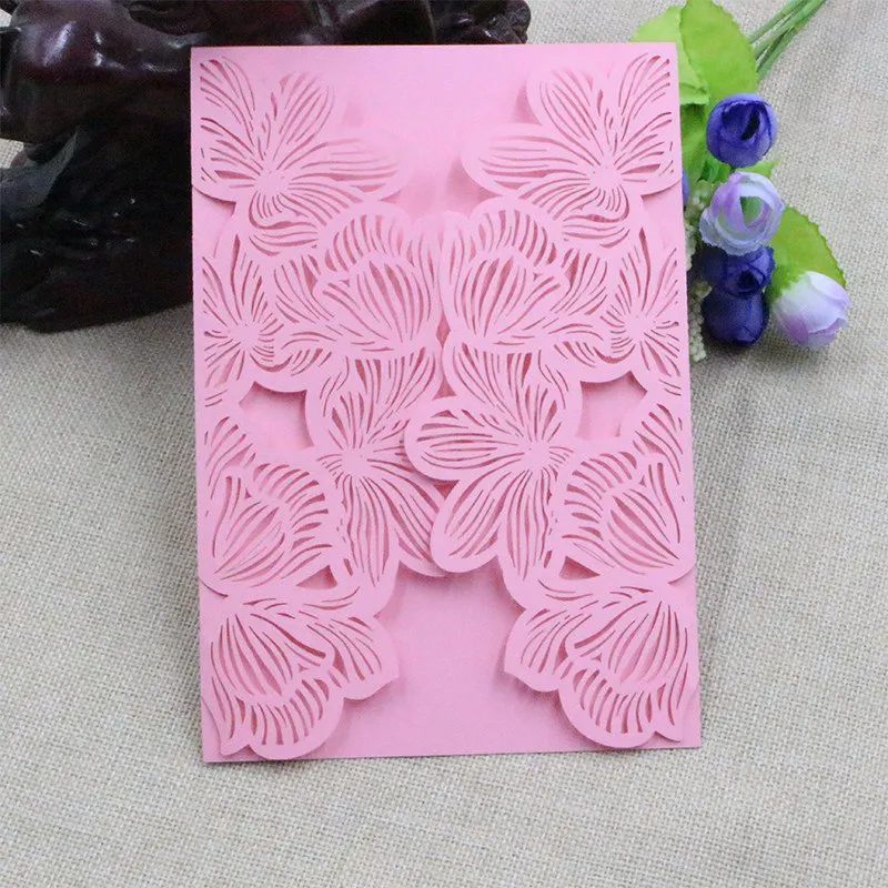 10PCS/set DIY Pops Cards Romantic Wedding Invitations Vertical Laser Cut Heart Invitations Cards Kits Birthday Wedding Tools H1