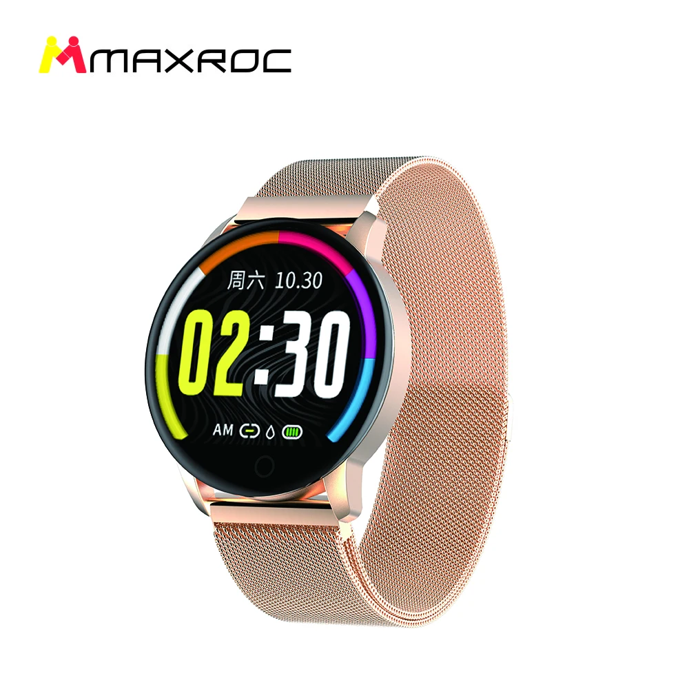 MAXROC Q20 Смарт-часы для Andriod IOS 1,22 ''ips полный сенсорный экран IP67 Водонепроницаемый 30 дней долгое время ожидания несколько видов спорта - Цвет: Metal-Gold