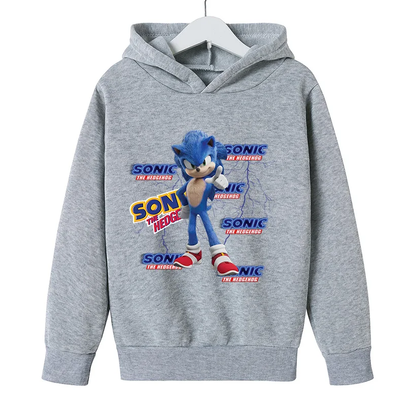 Baby Pullover 5 To 14 Year Kids Hoodies Sonic The Hedgehog Print Sweatshirt Boys Girls Harajuku Long Sleeve Teen Clothes winter 2