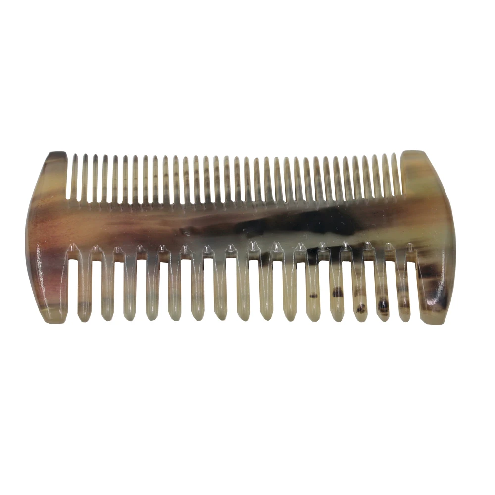 Natural Sheep Horn Moustache Brush Anti Static Beard Comb with Case for Men 2