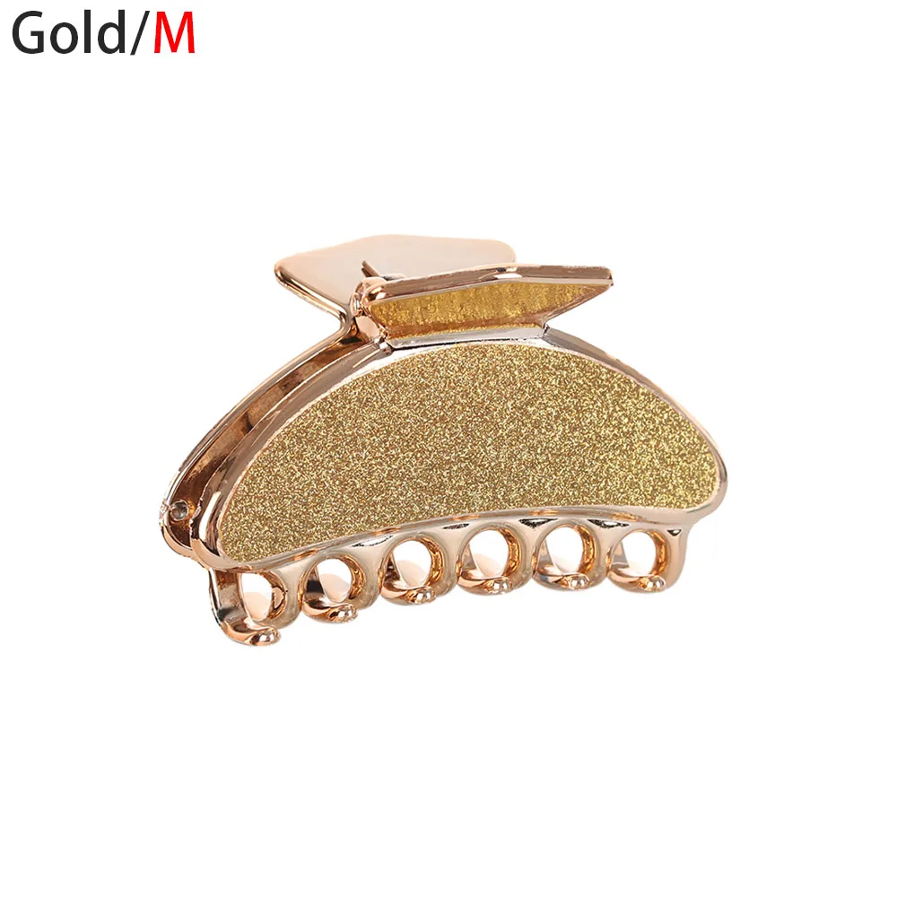 gold M Glitter Colorful Girls Hairpins Crab Hair Claw Clamp Women Barrettes Scrub Hair Clips Hairgrip Face Wash Makeup Hair Accessories - Цвет: gold M
