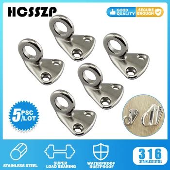 

5PCS Marine Boat Fender Hook Stainless Steel 316 With Closed Circle For Kitchen Hook Bedroom Clothes Storage Suspension Hardware