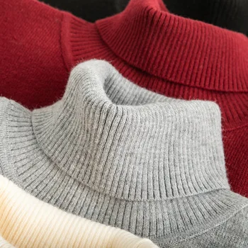 

men turtleneck sweater pullover man fashion solid color wool sweater thick knit sweater men's sweaters winter new 2019