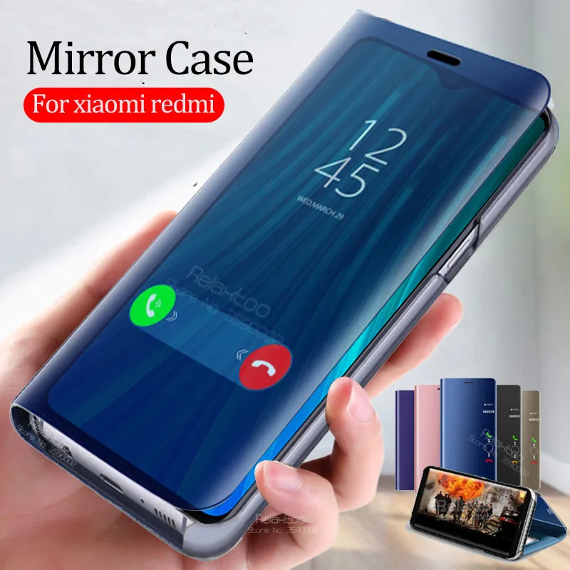 Smart Mirror Flip Case For xiaomi redmi note 8 pro phone cover xiomi xaomi redmi note 8t note8 t note8t book Stand coque fundas phone case,smart mirror flip case