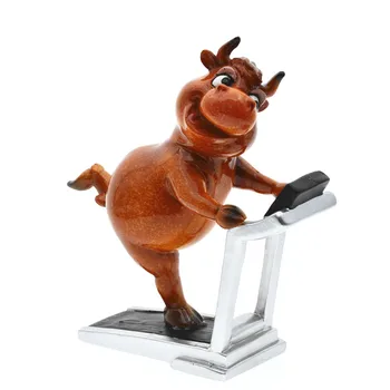 

MYBLUE Kawaii Home Decor Resin GYM Running Bull Figurine Miniatures Nordic Home Room Decoration Accessories