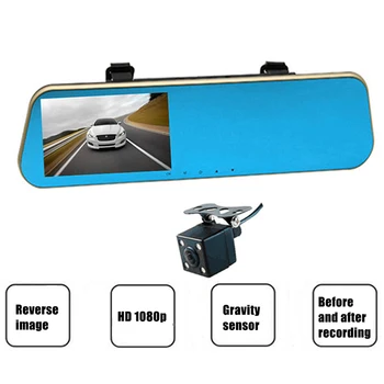 

4.3 Inches Driving Recorder 2 Lens Car DVR Dash Cam Front Rear Mirror Camera Video Recorder GK99