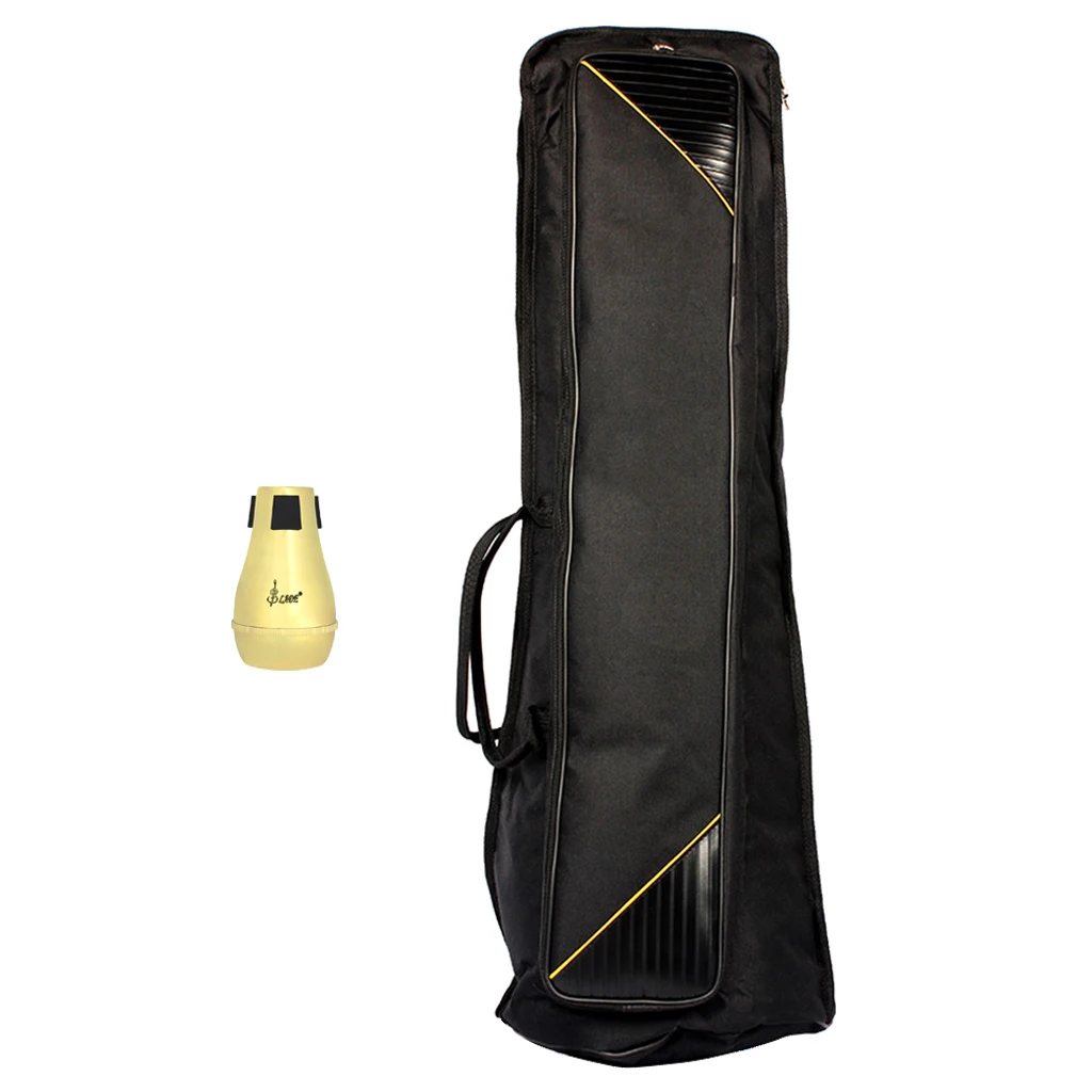 Durable 1 Piece Practice Straight Mute and 1Piece Gig Bag Set for Tenor Trombone Musical Instrument Parts