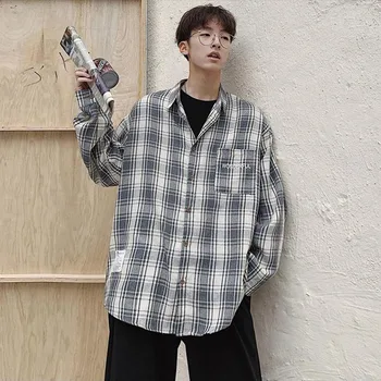 

Men Shirt Student Thin 2020 New Arrival Spring And Autumn Fashion Loose Long Sleeve Male Shirt Teenage Boy Korean Style S05