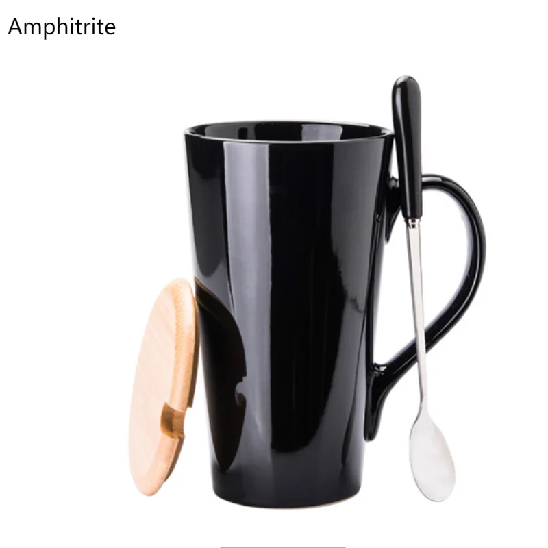 

Modern Girl Heart Shaped Ceramic Cup Large Capacity 700ml Large With Cover Spoon Creative Water Nordic Tea Korean Kawaii Bottle
