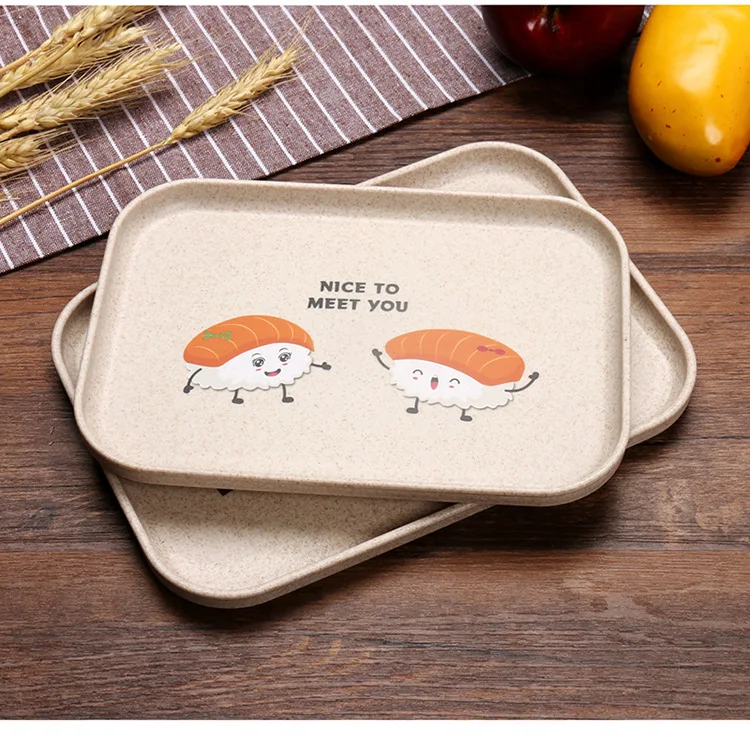 Creative-Household Rectangular Wheat Tray Northern European-Style Chinese Style Tea Cup Disc Hotel Plastic Plate