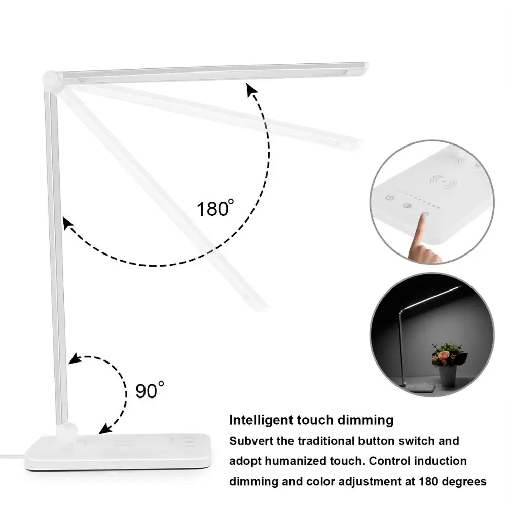Беспроводное зарядное устройство светодиодный настольная лампа USB зарядка с