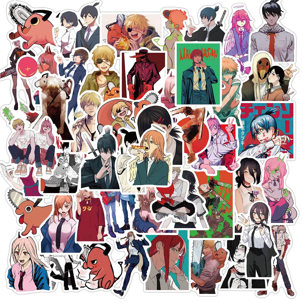

10/30/50PCS Anime Chainsaw Man Graffiti Stickers DIY Cool Waterproof Travel Luggage Guitar Cartoon Graffiti Decals Kid Sticker