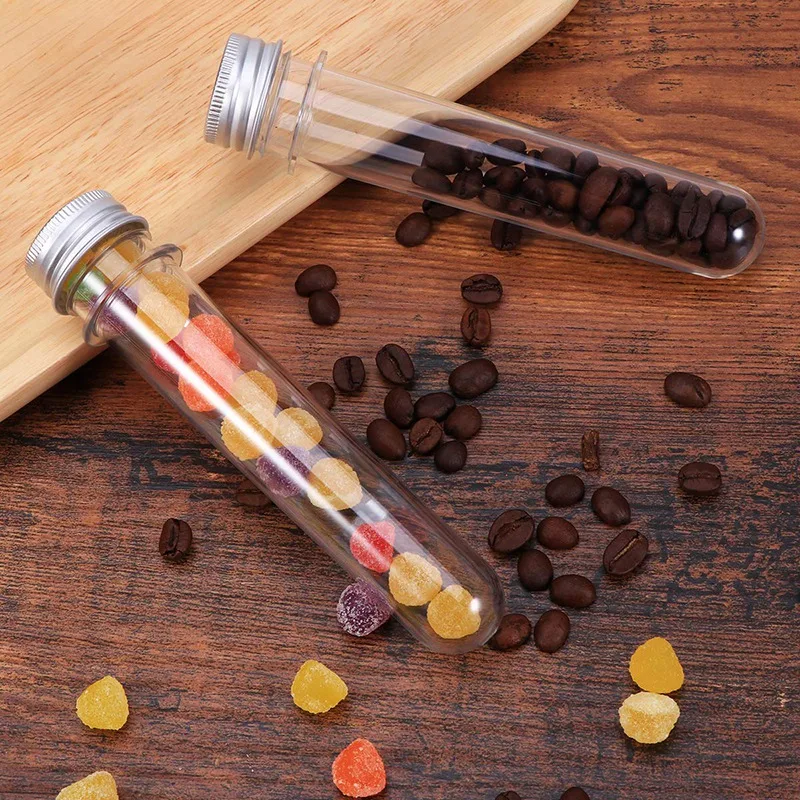 

50Pcs 50Ml Plastic Test Tube with Screw Cap Bottle Aluminum Cap Packing Tube with Pressure Sensitive Seal Candy Capsule