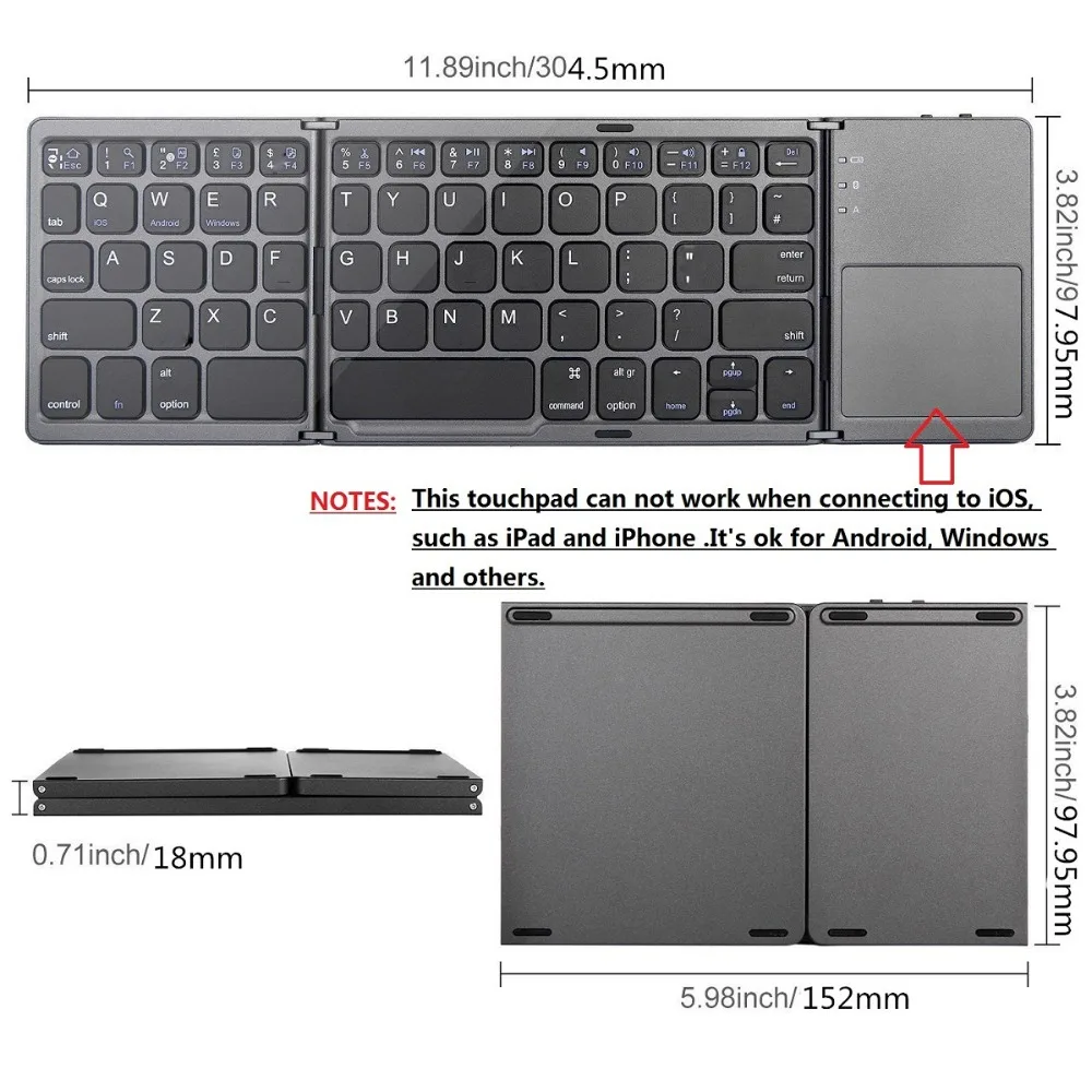 Для IOS / Android windows iPad tablet mini ультратонкая с сенсорной Мини Bluetooth клавиатурой офисная