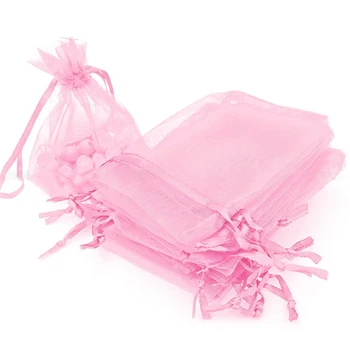 

200pcs Pure Color Organza Bag Drawstring Bag Wedding Candy Pearl Yarn Elegant Storage Bags For Chocolate Candy Tobacco Cosmetics