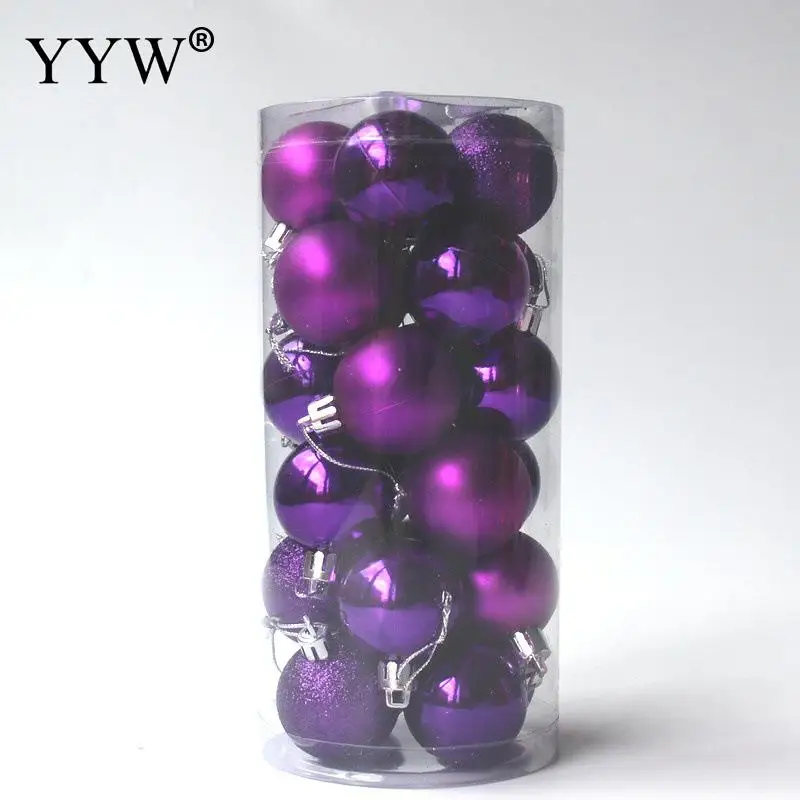 purple 24 шт./кор. 4-8 см рождественские шары елка шар украшения для дома висит вечерние орнамент Noel Рождественский Декор Товары с утолщённой меховой опушкой - Цвет: purple