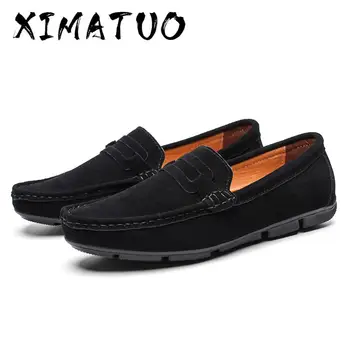 

Handmade Suede Leather Mens Shoes Casual Luxury Brand Men Loafers Breathable Driving Shoes Slipon Moccasins Men Big Size
