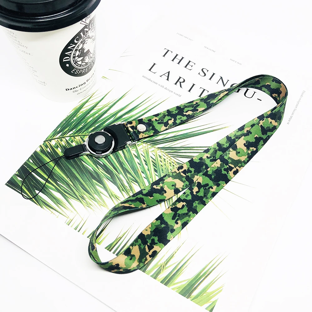 

2 in 1 Camouflage Straps Lanyard for Keys Sport ID Card Keychain Cool Phone Holder for Xiaomi mi 8 9 5x 6x Neck Wrist Strap Rope