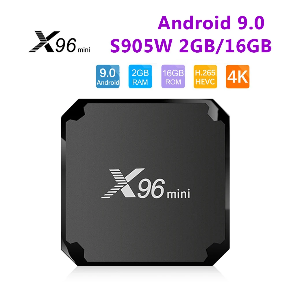 X96 Мини ТВ коробка Android 9 0 Смарт 2 ГБ 16 1 8 четырехъядерный процессор Amlogic S905W 4 ГГц WiFi