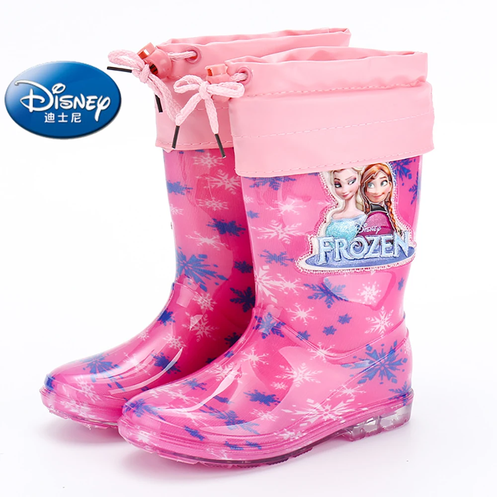 Disney Kids Cartoon Rain Boots Girls Boys Mickey Mouse Frozen Elsa Print Shoes Children