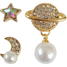 10 компл./лот модные ювелирные изделия металлические стразы звезда планета луна серьги с изображением земли