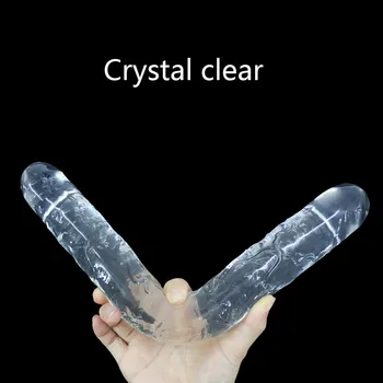 Long Jelly Realistic Dildo Double Ended Dildo Flexible Big Penis For Women Double Head Dildo Masturbator Sex Toys For Lesbian 2
