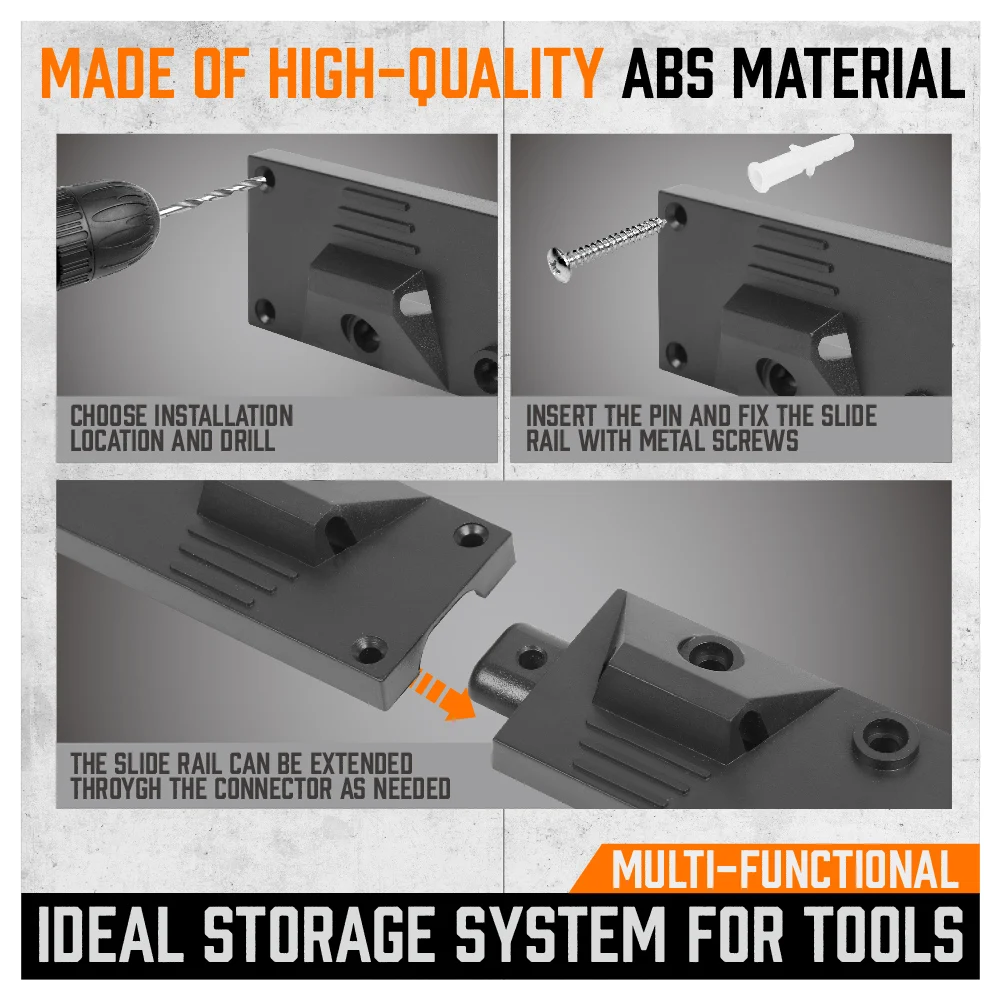 trolley tool box HORUSDY 64 Inch Adjustable Storage System, Wall Mount Tool Organizer, Tool Hangers for Mop and Broom Holder Shovel, Rake, Broom, tech tool bag