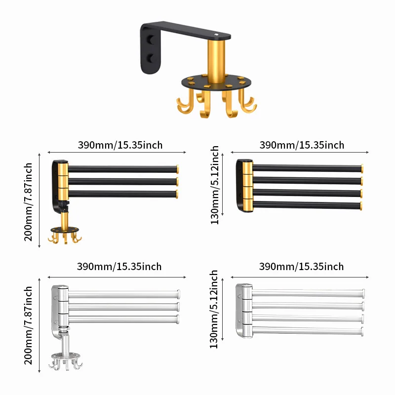 Bathroom Towel Rack Bathroom Shelf Punch-Free Rotating Towel Holder Clothes Storage Rack Home Organizer Organizer