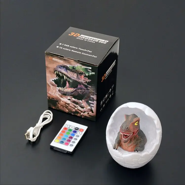 Conduziu a Lâmpada da Noite Controle de Toque Cabeceira para o Quarto do Bebê Dinossauro Regulável Cor Mudando Ovo Offic Lâmpada Mesa 3d 7 Rgb 10 Dinossauro 3d conduziu a lâmpada da noite