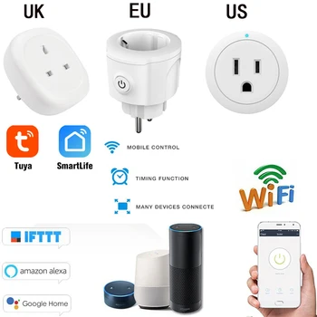 

UK US EU WiFi Smart Socket Power Plug Outlet Remote Control Socket Smart Home Outlet Work with Echo Amazon Alexa Google Home